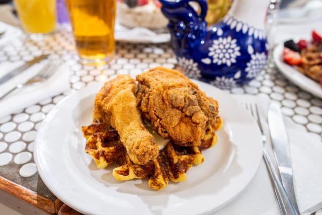 2 Pcs of Chicken Waffles.